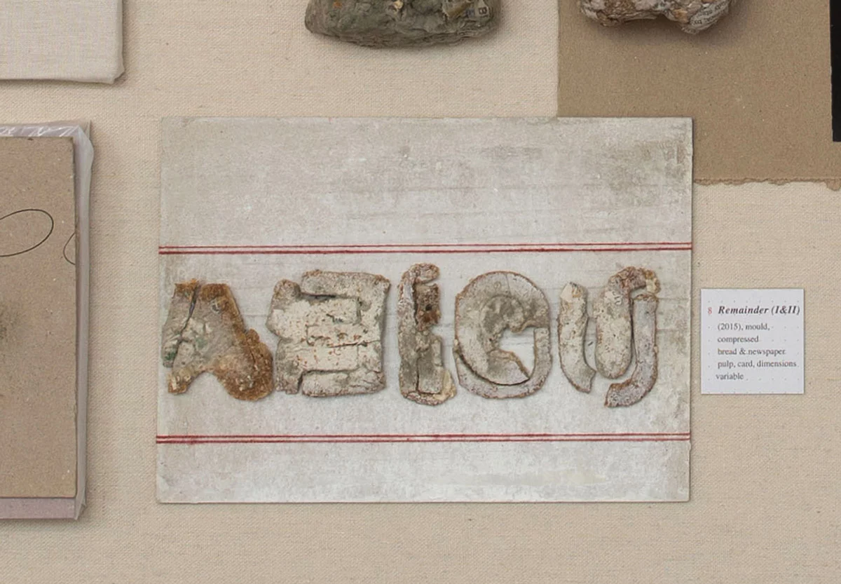 Remainder (I&II), 2015Mold, compressed bread and newspaper pulp, card, dimensions variable
