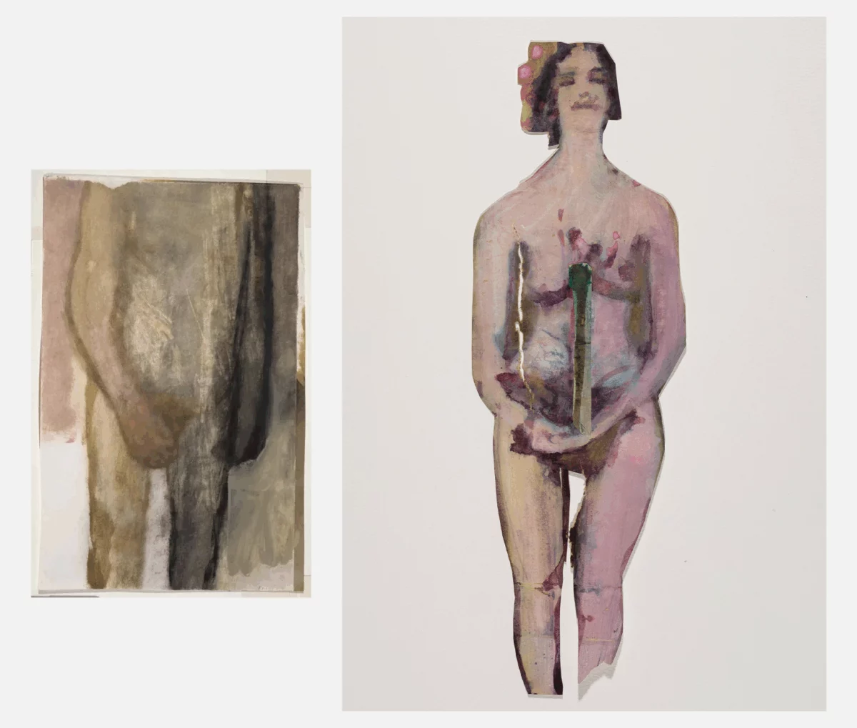 Left: MA Era Work V, 2006, Mixed media on paper, 26 x 40 cm. Right: Imogen as Persephone, Mixed media on paper, 44 x 29.7 cm (detail)